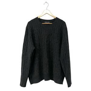 Brooks Brothers Sweater Mens XXL Gray Lambswool Cable Knit Crewneck Pullover